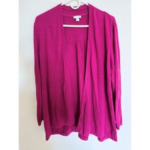 J.Jill Large P Cardigan/Sweater Mulberry Open Front Linen/Rayon Lightweight